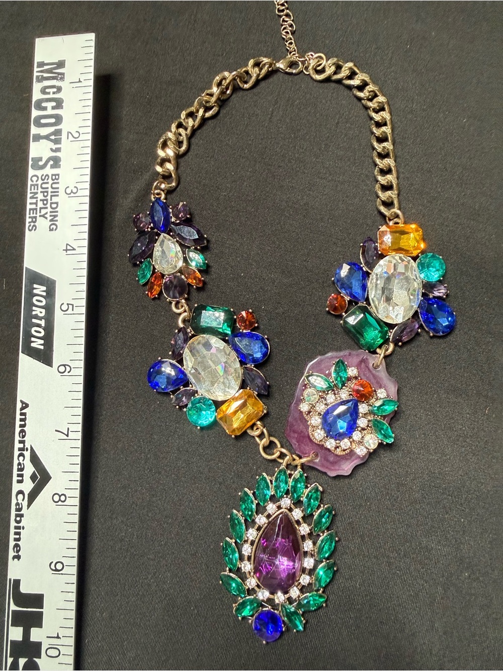 Source Unknown Gold-Tone Multi-Color Crystal Statement Necklace